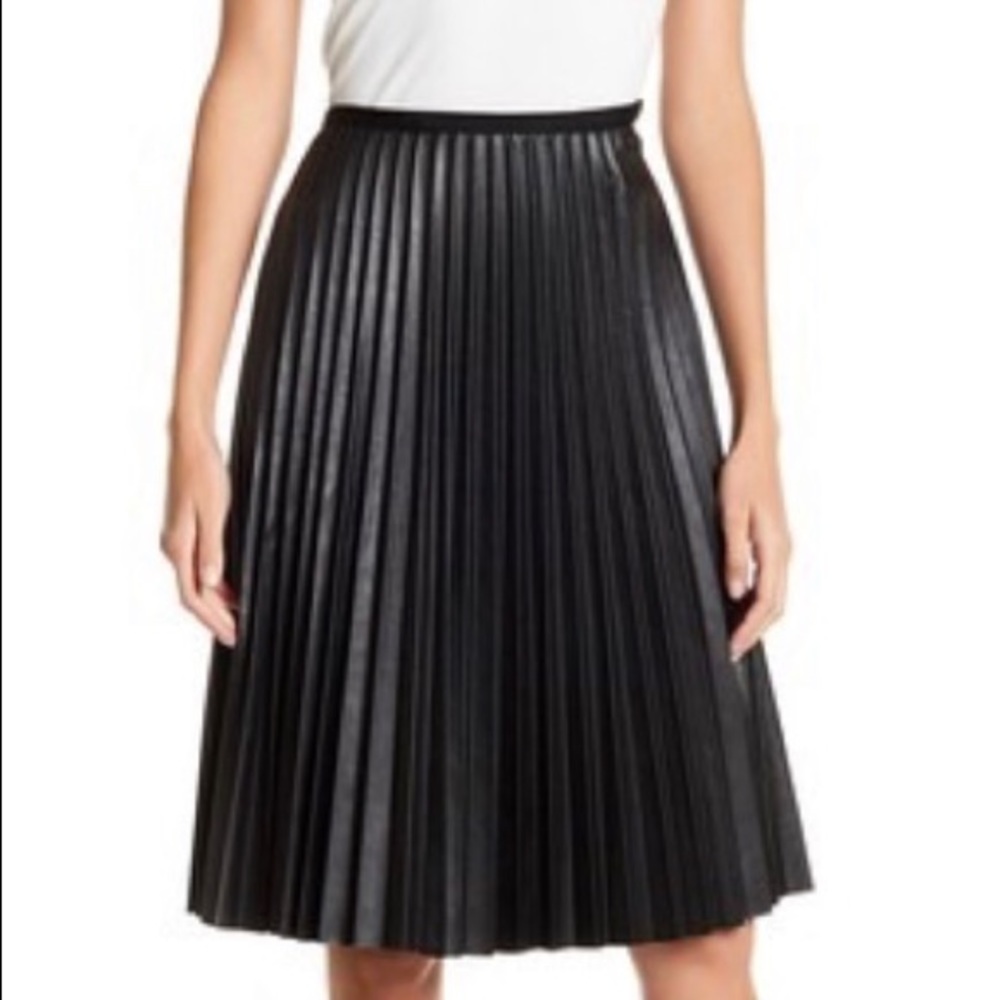 Matty M Faux Leather Accordian Pleat Skirt